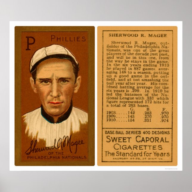 Sherry Magee Phillies Baseball 1911 Poster (Front)