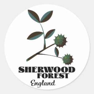 Sherwood Forest England travel poster Classic Round Sticker