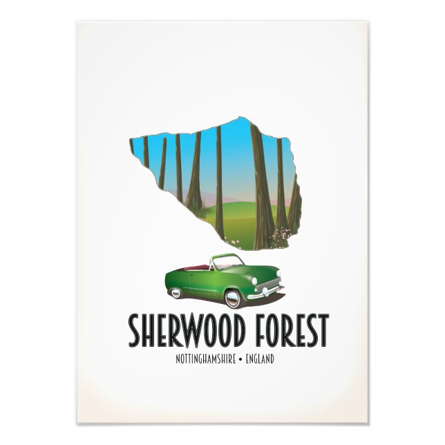 Sherwood Forest Nottinghamshire map Photo Print (Front)