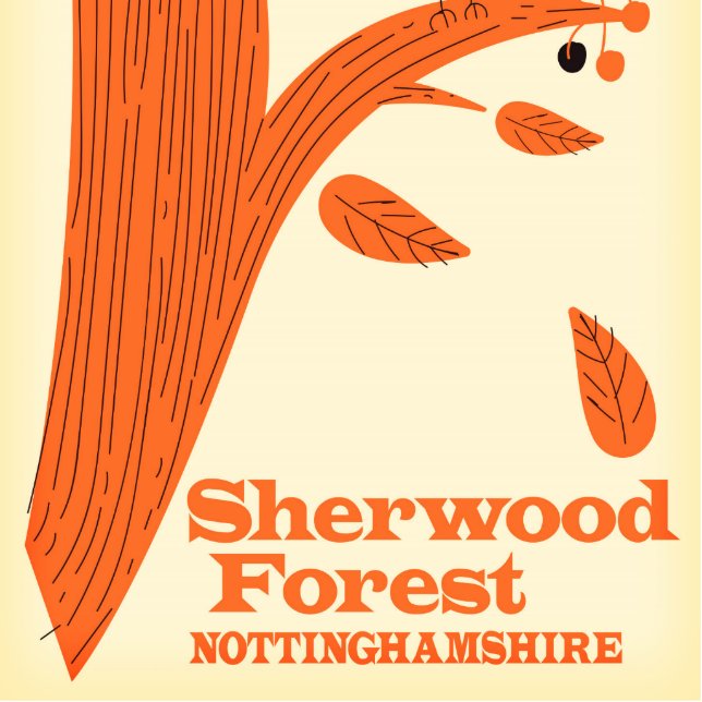 Sherwood Forest, Nottinghamshire travel poster Standing Photo Sculpture (Front)