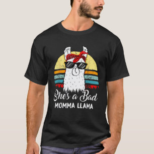 Shes a Bad Momma Llama Mama Retro Vintage T-Shirt