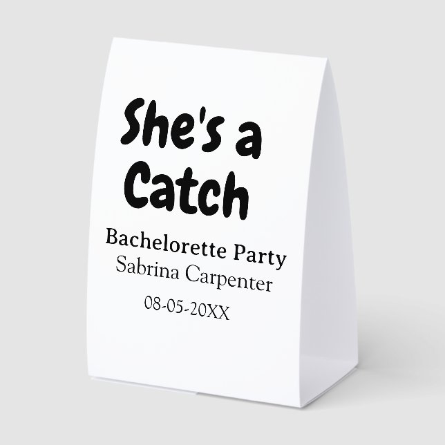She's a catch bachelorette party name date simple  (Front)