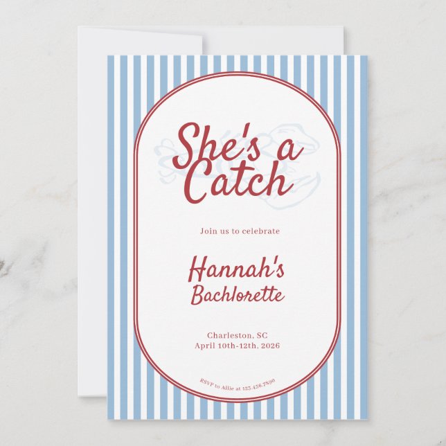 She's a Catch Bachelorette Weekend Invitation (Front)