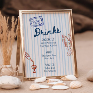 She's A Catch Bridal Shower Downloadable Drinks Poster