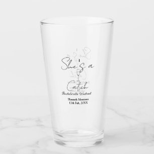 She's a catch champagne bottle bachelorette weeken glass