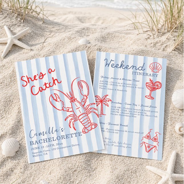 She's A Catch Coastal Bachelorette Invitation (Creator Uploaded)