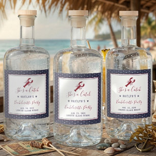 She's A Catch Coastal Bachelorette Party Liquor Bottle Label