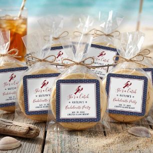 She's A Catch Coastal Bachelorette Party Square Sticker