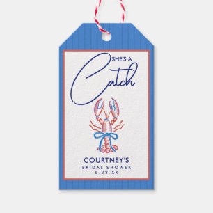 She's A Catch Coastal Lobster Bridal Shower Gift Tags
