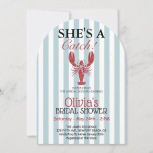 She's a Catch Coastal Lobster Bridal Shower  Invitation