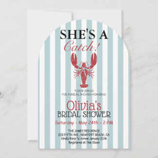 She's a Catch Coastal Lobster Bridal Shower  Invitation