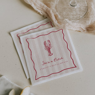 She's a Catch   Coastal Lobster Bridal Shower  Napkin