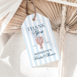 She's a catch Lobster Bridal Shower Gift Tags<br><div class="desc">Get ready to celebrate the bride-to-be with an unforgettable weekend! Introducing our "She's a Catch" bachelorette weekend design, created to make every moment of your celebration as special as the bride herself. This elegant gift tag design features a vintage inspired, red illustration of a lobster on a soft blue striped...</div>