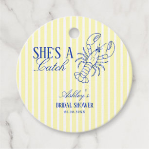 She's A Catch Lobster Coastal Bridal Shower Favour Tags