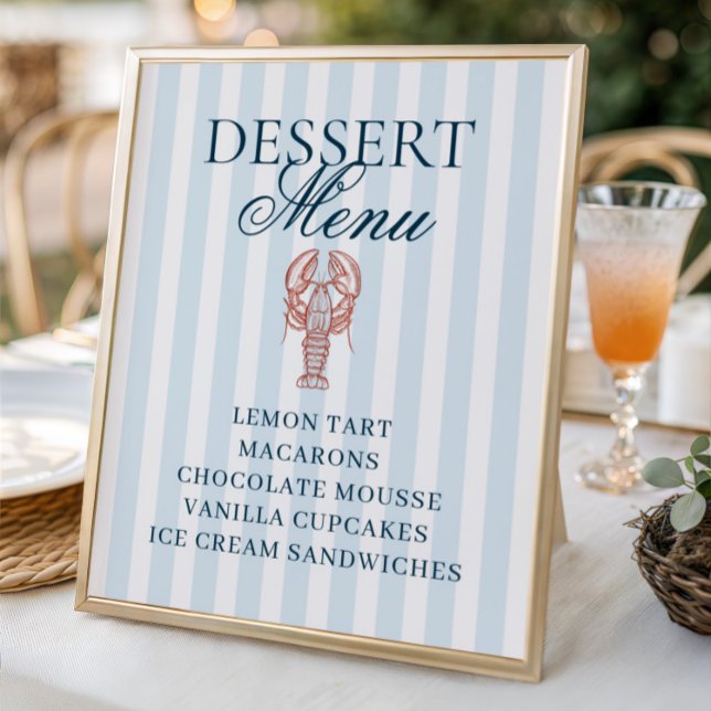 She's a catch Lobster Striped Dessert Menu Poster (Creator Uploaded)