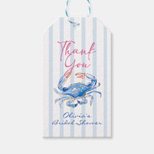 She's a Catch Preppy Coastal Crab Bridal Shower Gift Tags