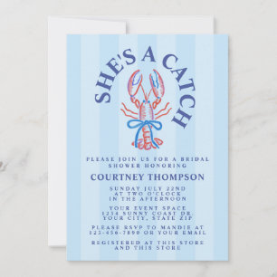 She's A Catch Trendy Summer Coastal Bridal Shower Invitation