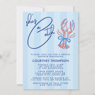 She's A Catch Trendy Summer Coastal Bridal Shower Invitation