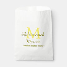 She's a catch yellow monogram bachelorette party n