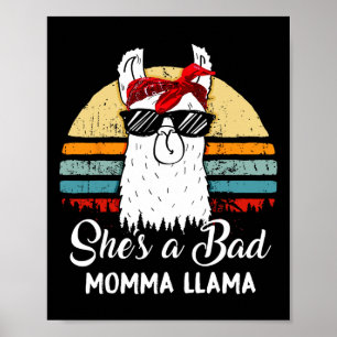 She's A D Momma Llama Funny Retro Vintage Mama Poster