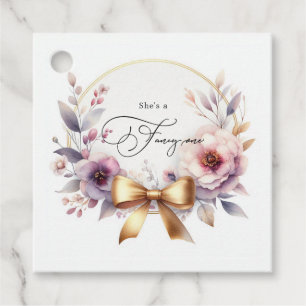 "She's a Fancy One" Floral Bow Girl 1st Birthday Favour Tags
