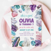She's a Gem Birthday Invitation, Geology Rock Invi