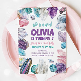 She's a Gem Birthday Invitation, Geology Rock Invi Invitation
