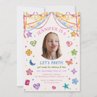 She's A Gem Gemstone Colourful Birthday Photo Invitation