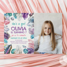 She's a Gem Geology Girl Birthday Photo Invitation