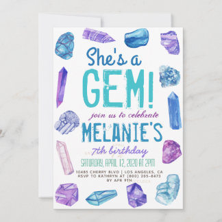 She's a Gem Geology Rock Birthday Invitation