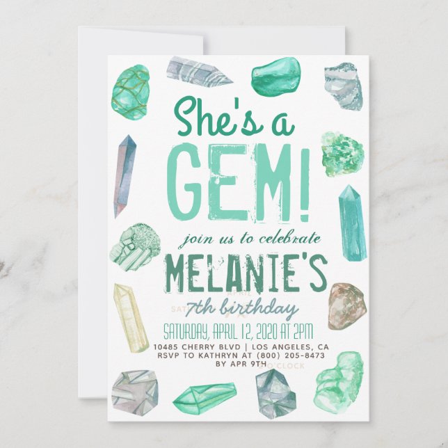 She's a Gem Geology Rock Birthday Invitation (Front)