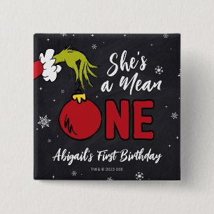 She's a Mean One   Grinch Birthday 15 Cm Square Badge