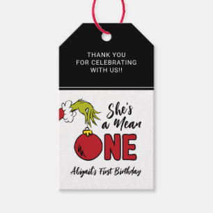She's a Mean One Grinch Birthday Favour Gift Tags