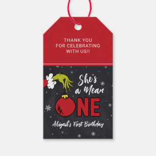 She's a Mean One Grinch Birthday Favour Gift Tags
