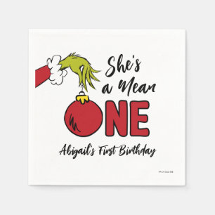 She's a Mean One   Grinch Birthday Napkin