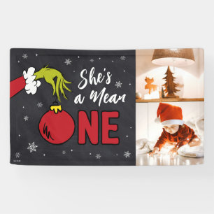 She's a Mean One   Grinch Chalkboard Birthday Banner