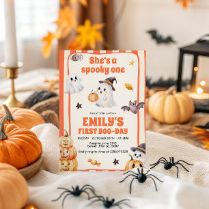 Shes A Spooky One Cute Ghost 1st Birthday Invitation