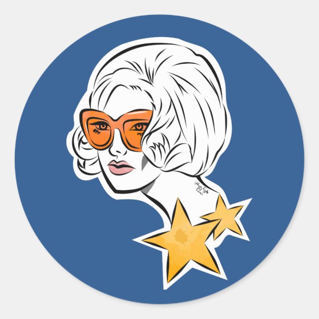 She's a Star Retro Style Classic Round Sticker (Front)