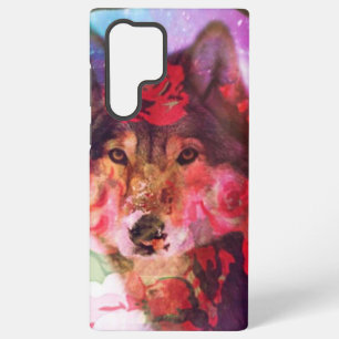 Shes a Tame Digital Wolf and Flowers Samsung Galaxy Case