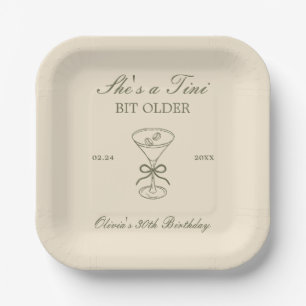 She's A Tini Bit Older Coffee Martini Birthday Paper Plate