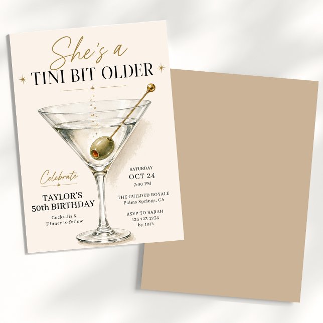 She's a Tini Bit Older Martini Birthday Invitation (Creator Uploaded)