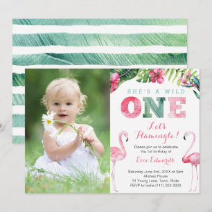 she's a wild ONE, 1st Birthday Flamingo Party Invitation