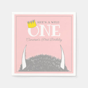 She's a Wild One - 1st Birthday Gold Crown Napkin