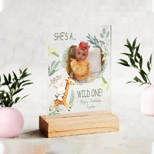 She's a wild one 1st birthday watercolor Animal Acrylic Sign