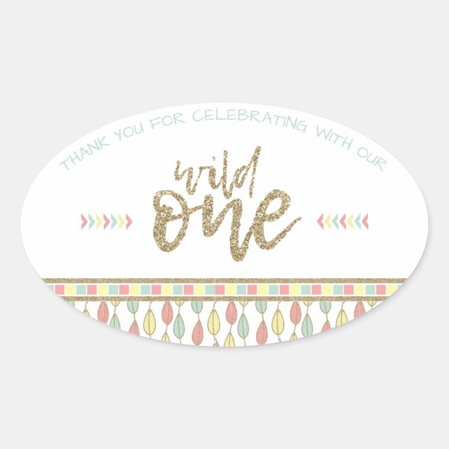 She's A Wild One First Birthday Thank You Stickers (Front)