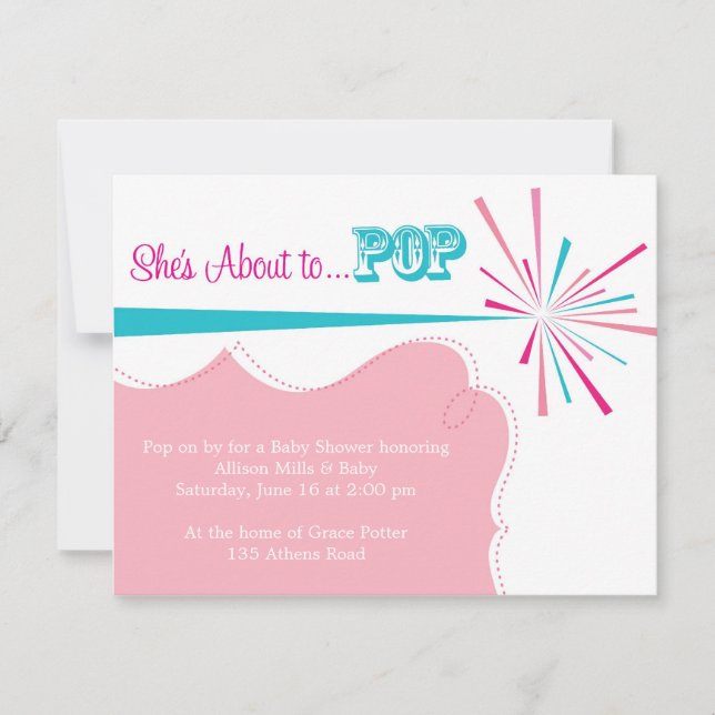 She's About to POP Baby Shower Invitation (Front)