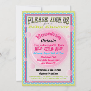 She's about to POP Baby Shower Invitations