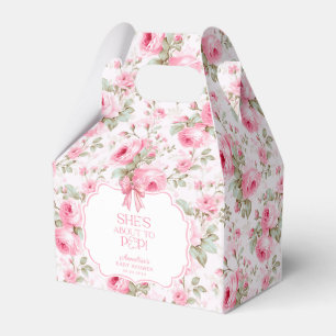 She's About to Pop Pink Bow Baby Shower Favour Box