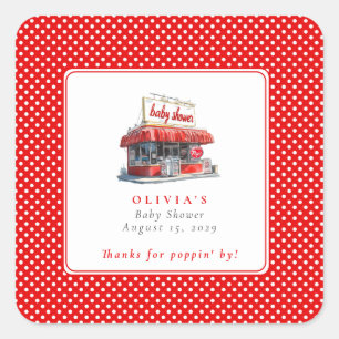 She's About to Pop Popcorn Pop Soda Baby Shower  Square Sticker