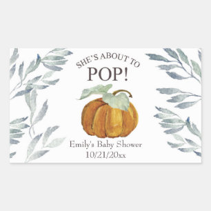She's About to Pop Pumpkin Baby Shower Label